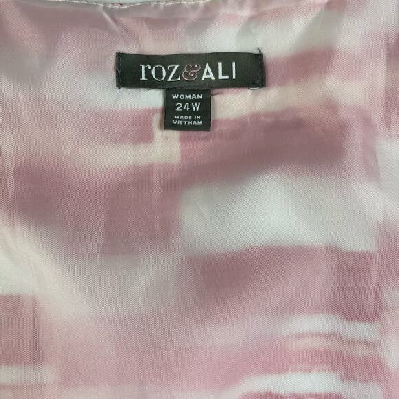 Roz & Ali Sleeveless Fit and Flare Curvy Swing Dress Women Plus 24W Pink & White - Picture 6 of 7